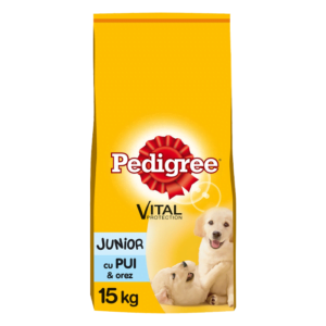 Hrana Uscata Pentru Caini - Pedigree Junior Talie Medie Pui&Orez 15kg - Hrana completa pentru catei si catele gestante sau care alapteaza.